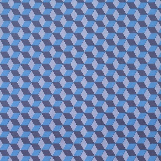 Blue Tumbling Blocks Geometric Print Paper ~ Tassotti Italy